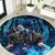 Jofurr Boar Warrior Viking Round Carpet Frost Viking Runes Blue Flame
