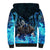 Jofurr Boar Warrior Viking Sherpa Hoodie Frost Viking Runes Blue Flame