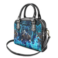 Jofurr Boar Warrior Viking Shoulder Handbag Frost Viking Runes Blue Flame