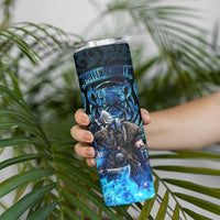 Jofurr Boar Warrior Viking Skinny Tumbler Frost Viking Runes Blue Flame
