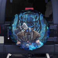 Jofurr Boar Warrior Viking Spare Tire Cover Frost Viking Runes Blue Flame