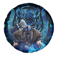 Jofurr Boar Warrior Viking Spare Tire Cover Frost Viking Runes Blue Flame