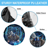 Jofurr Boar Warrior Viking Spare Tire Cover Frost Viking Runes Blue Flame