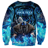 Jofurr Boar Warrior Viking Sweatshirt Frost Viking Runes Blue Flame