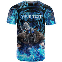 Jofurr Boar Warrior Viking T Shirt Frost Viking Runes Blue Flame