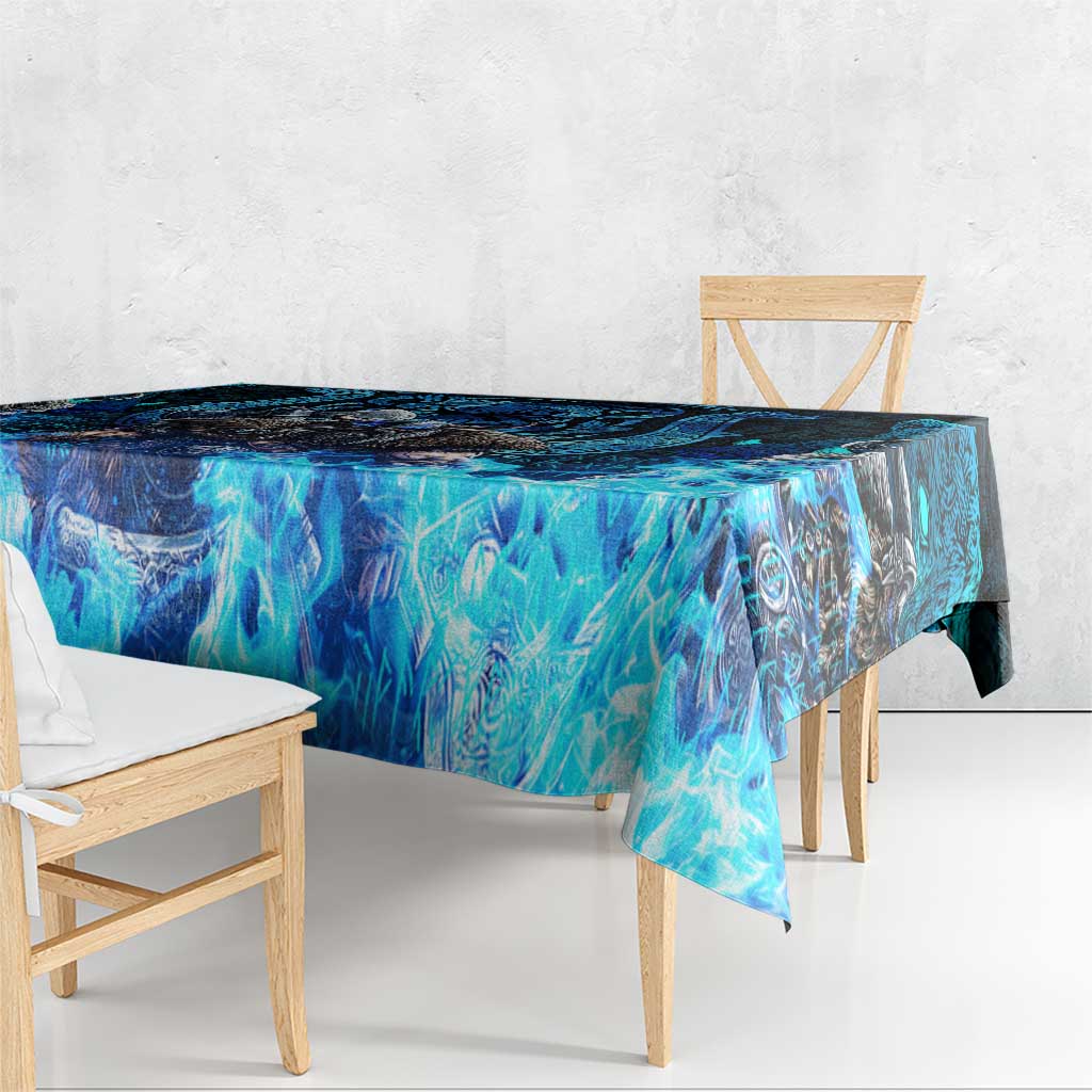 Jofurr Boar Warrior Viking Tablecloth Frost Viking Runes Blue Flame