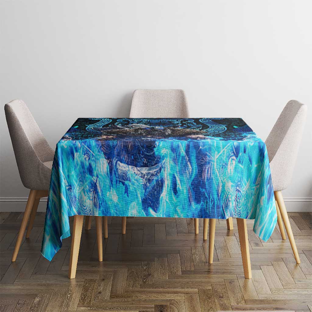 Jofurr Boar Warrior Viking Tablecloth Frost Viking Runes Blue Flame
