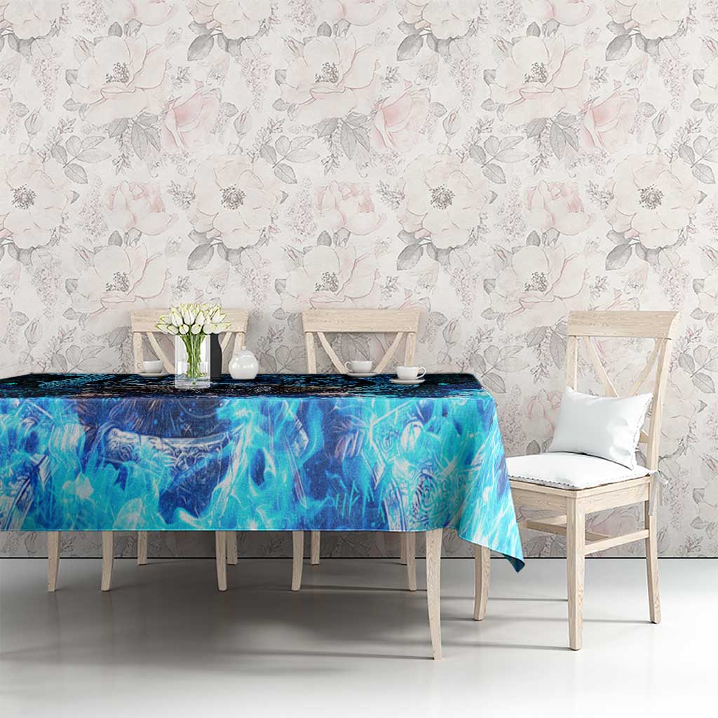 Jofurr Boar Warrior Viking Tablecloth Frost Viking Runes Blue Flame