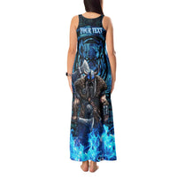 Jofurr Boar Warrior Viking Tank Maxi Dress Frost Viking Runes Blue Flame