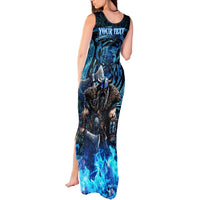 Jofurr Boar Warrior Viking Tank Maxi Dress Frost Viking Runes Blue Flame