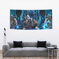 Jofurr Boar Warrior Viking Tapestry Frost Viking Runes Blue Flame