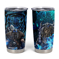 Jofurr Boar Warrior Viking Tumbler Cup Frost Viking Runes Blue Flame