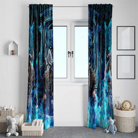 Jofurr Boar Warrior Viking Window Curtain Frost Viking Runes Blue Flame