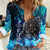 Jofurr Boar Warrior Viking Women Casual Shirt Frost Viking Runes Blue Flame