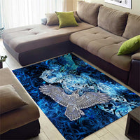 Eye of God Huginn and Muninn Viking Area Rug Odin Ravens in Frostflame and Runeflight Style