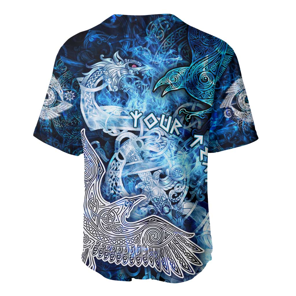 Eye of God Huginn and Muninn Viking Baseball Jersey Odin Ravens in Frostflame and Runeflight Style