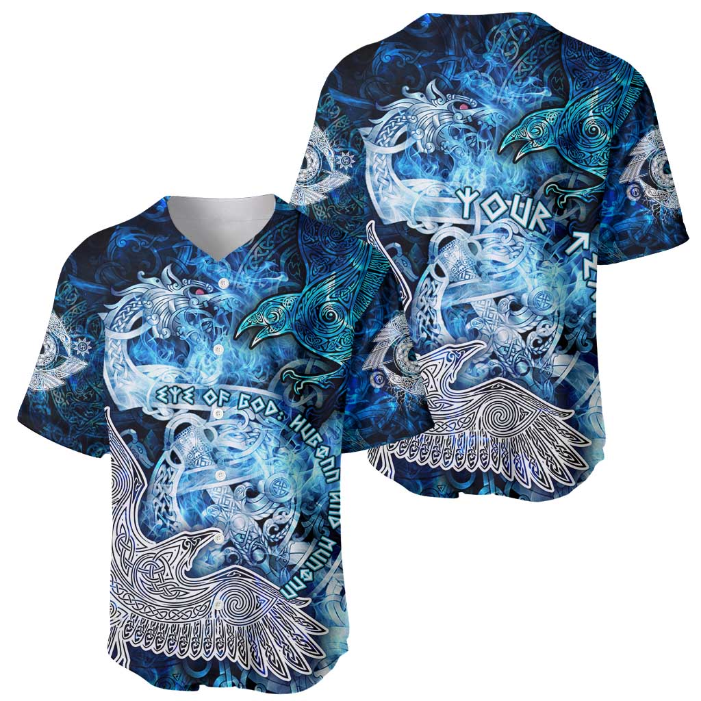 Eye of God Huginn and Muninn Viking Baseball Jersey Odin Ravens in Frostflame and Runeflight Style