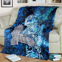 Eye of God Huginn and Muninn Viking Blanket Odin Ravens in Frostflame and Runeflight Style