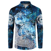 Eye of God Huginn and Muninn Viking Button Sweatshirt Odin Ravens in Frostflame and Runeflight Style