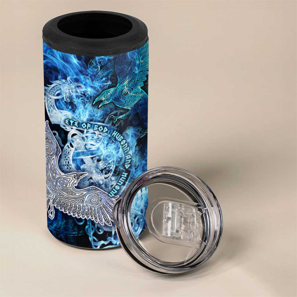 Eye of God Huginn and Muninn Viking 4 in 1 Can Cooler Tumbler Odin Ravens in Frostflame and Runeflight Style