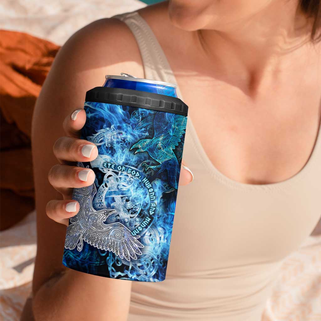 Eye of God Huginn and Muninn Viking 4 in 1 Can Cooler Tumbler Odin Ravens in Frostflame and Runeflight Style