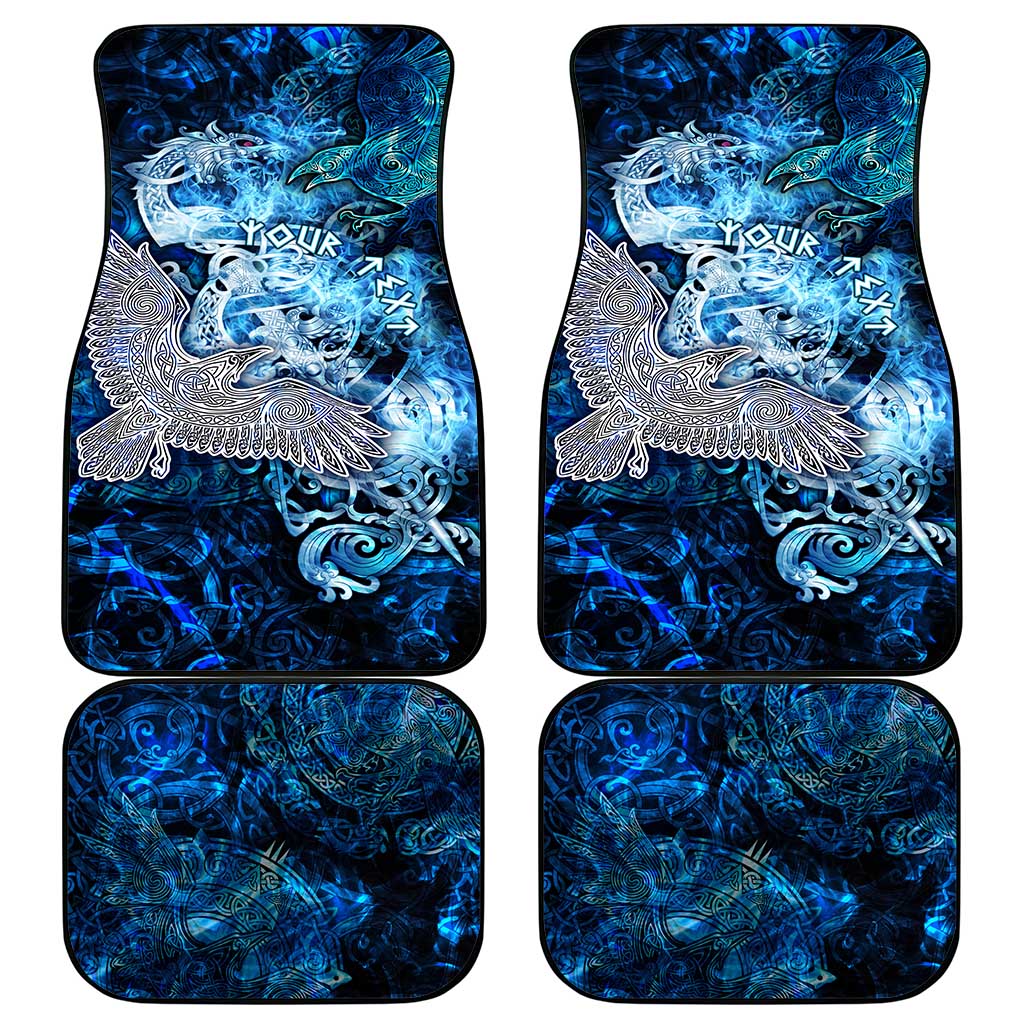 Eye of God Huginn and Muninn Viking Car Mats Odin Ravens in Frostflame and Runeflight Style