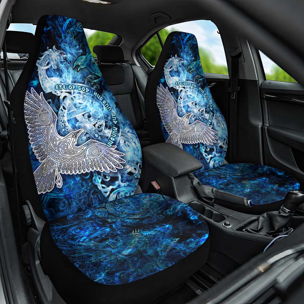 Eye of God Huginn and Muninn Viking Car Seat Cover Odin Ravens in Frostflame and Runeflight Style