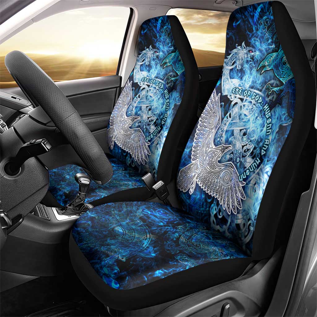 Eye of God Huginn and Muninn Viking Car Seat Cover Odin Ravens in Frostflame and Runeflight Style