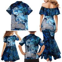 Eye of God Huginn and Muninn Viking Family Matching Mermaid Dress and Hawaiian Shirt Odin Ravens in Frostflame and Runeflight Style