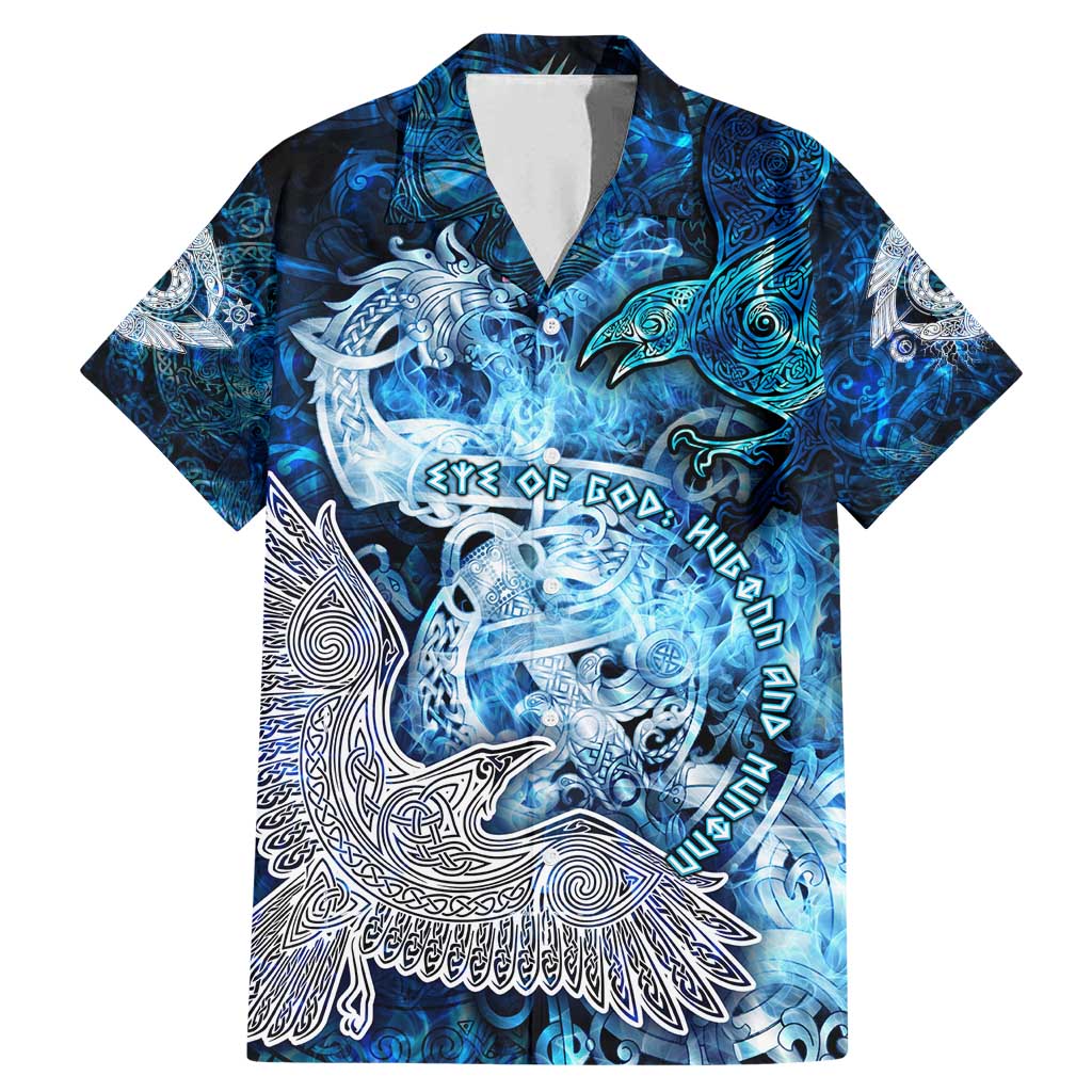 Eye of God Huginn and Muninn Viking Family Matching Mermaid Dress and Hawaiian Shirt Odin Ravens in Frostflame and Runeflight Style