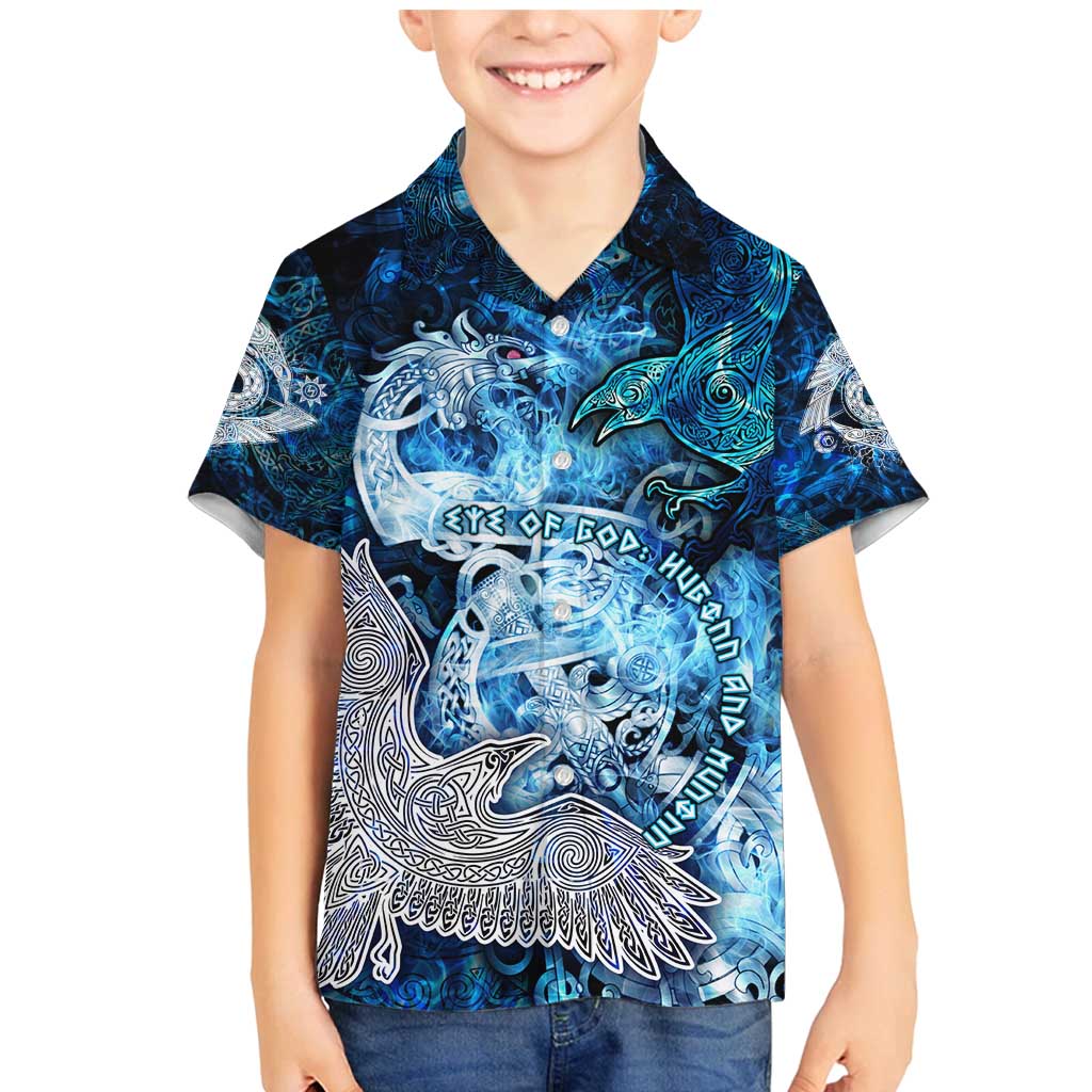 Eye of God Huginn and Muninn Viking Family Matching Mermaid Dress and Hawaiian Shirt Odin Ravens in Frostflame and Runeflight Style