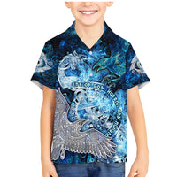 Eye of God Huginn and Muninn Viking Family Matching Mermaid Dress and Hawaiian Shirt Odin Ravens in Frostflame and Runeflight Style