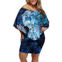 Eye of God Huginn and Muninn Viking Family Matching Off Shoulder Short Dress and Hawaiian Shirt Odin Ravens in Frostflame and Runeflight Style