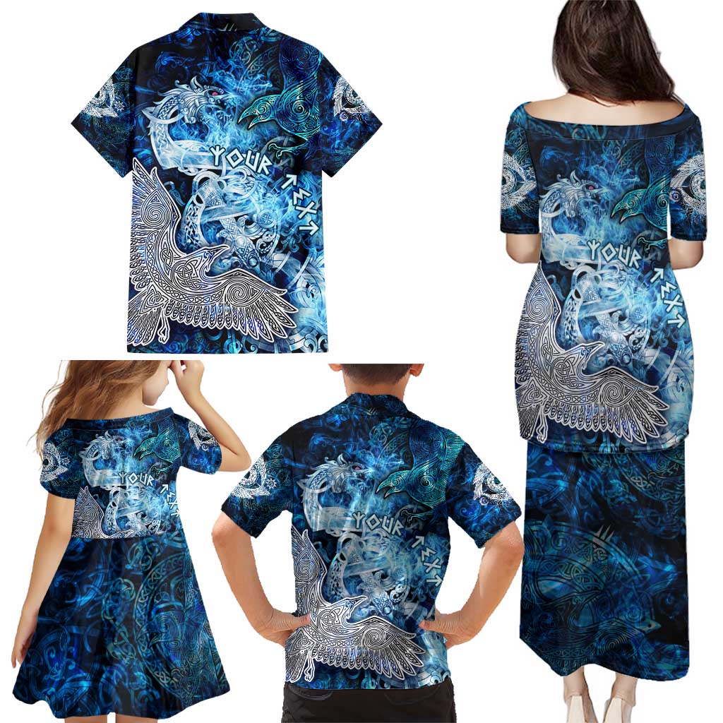 Eye of God Huginn and Muninn Viking Family Matching Puletasi and Hawaiian Shirt Odin Ravens in Frostflame and Runeflight Style