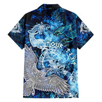 Eye of God Huginn and Muninn Viking Family Matching Summer Maxi Dress and Hawaiian Shirt Odin Ravens in Frostflame and Runeflight Style