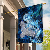 Eye of God Huginn and Muninn Viking Garden Flag Odin Ravens in Frostflame and Runeflight Style