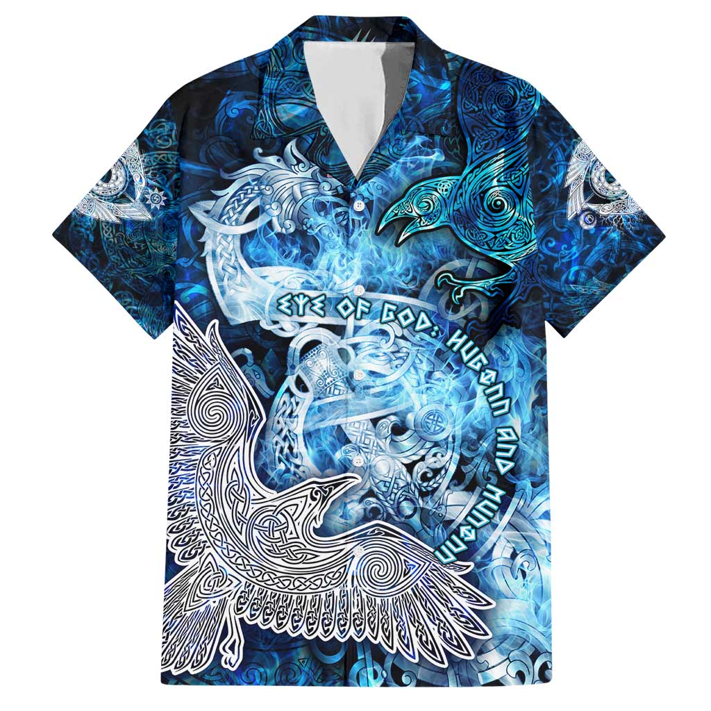 Eye of God Huginn and Muninn Viking Hawaiian Shirt Odin Ravens in Frostflame and Runeflight Style