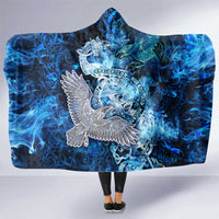 Eye of God Huginn and Muninn Viking Hooded Blanket Odin Ravens in Frostflame and Runeflight Style