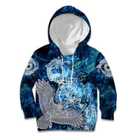 Eye of God Huginn and Muninn Viking Kid Hoodie Odin Ravens in Frostflame and Runeflight Style