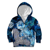 Eye of God Huginn and Muninn Viking Kid Hoodie Odin Ravens in Frostflame and Runeflight Style