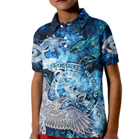 Eye of God Huginn and Muninn Viking Kid Polo Shirt Odin Ravens in Frostflame and Runeflight Style