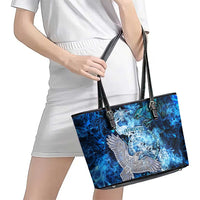 Eye of God Huginn and Muninn Viking Leather Tote Bag Odin Ravens in Frostflame and Runeflight Style