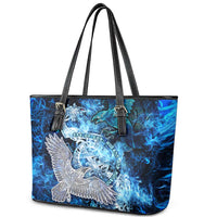 Eye of God Huginn and Muninn Viking Leather Tote Bag Odin Ravens in Frostflame and Runeflight Style