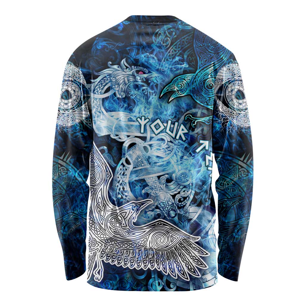 Eye of God Huginn and Muninn Viking Long Sleeve Shirt Odin Ravens in Frostflame and Runeflight Style