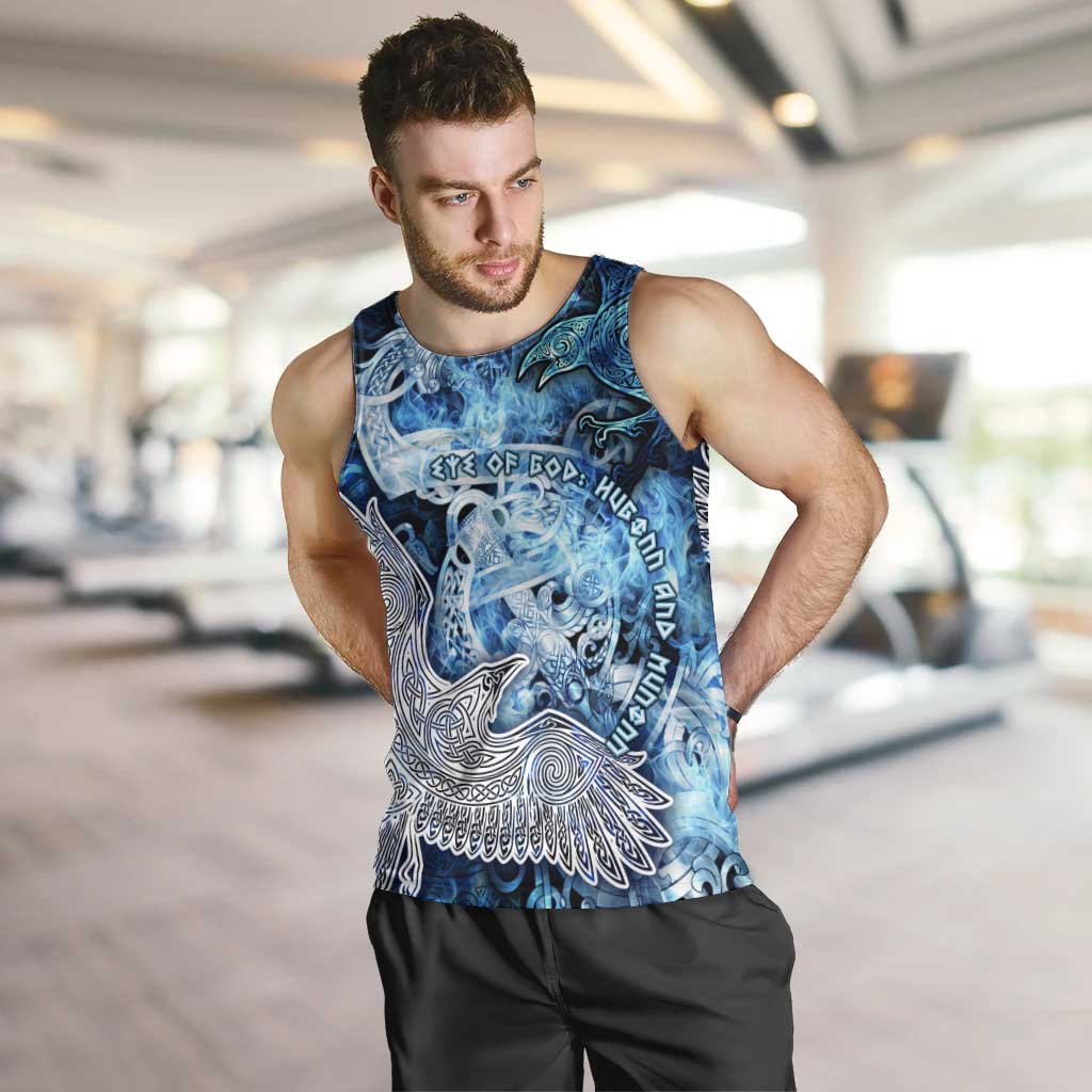Eye of God Huginn and Muninn Viking Men Tank Top Odin Ravens in Frostflame and Runeflight Style