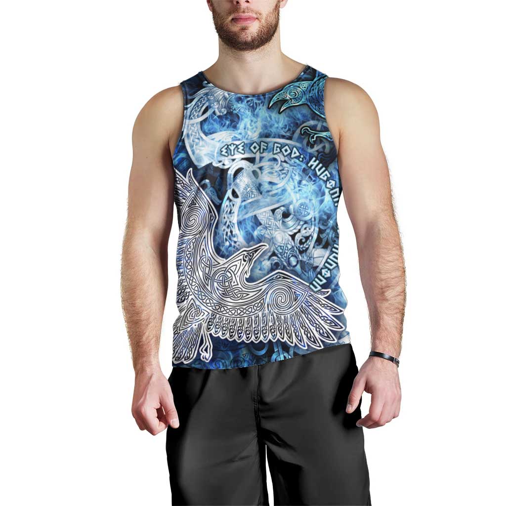 Eye of God Huginn and Muninn Viking Men Tank Top Odin Ravens in Frostflame and Runeflight Style