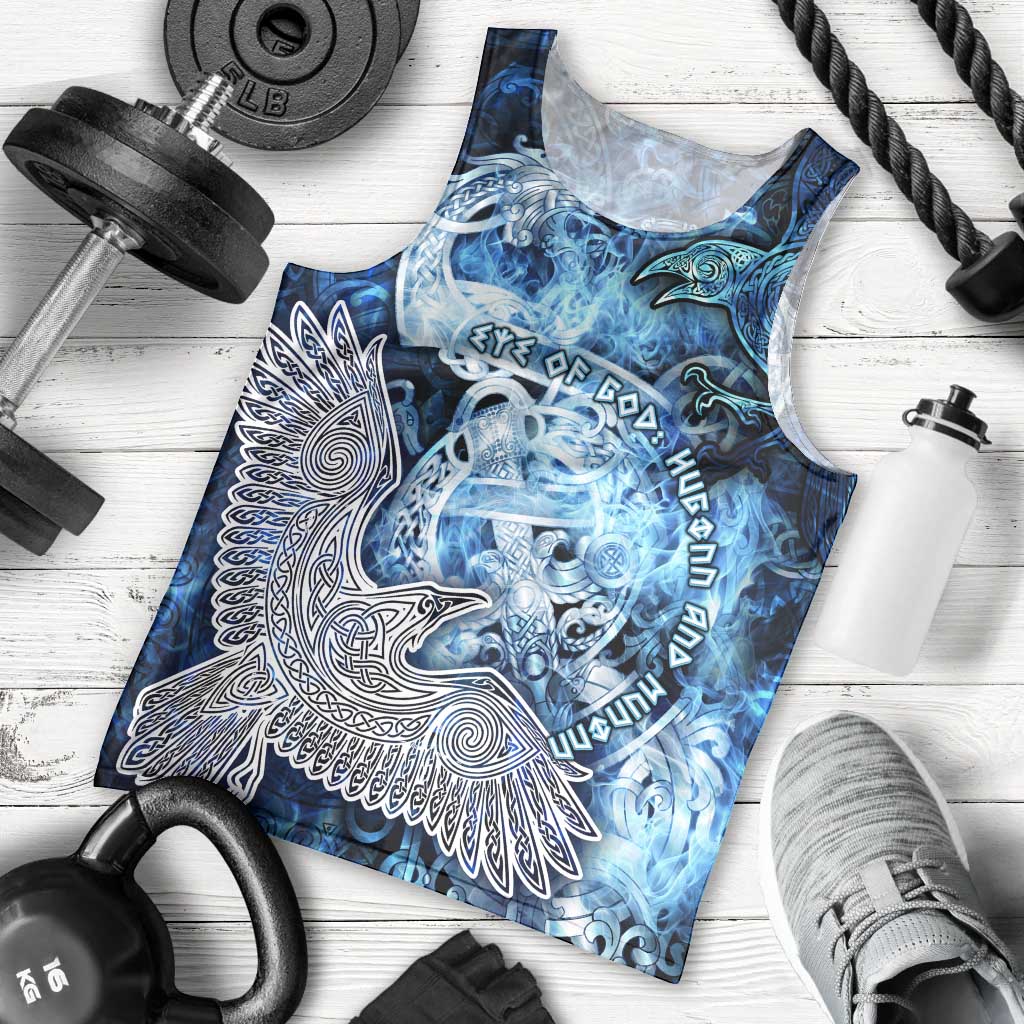 Eye of God Huginn and Muninn Viking Men Tank Top Odin Ravens in Frostflame and Runeflight Style