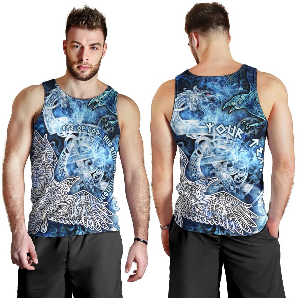 Eye of God Huginn and Muninn Viking Men Tank Top Odin Ravens in Frostflame and Runeflight Style