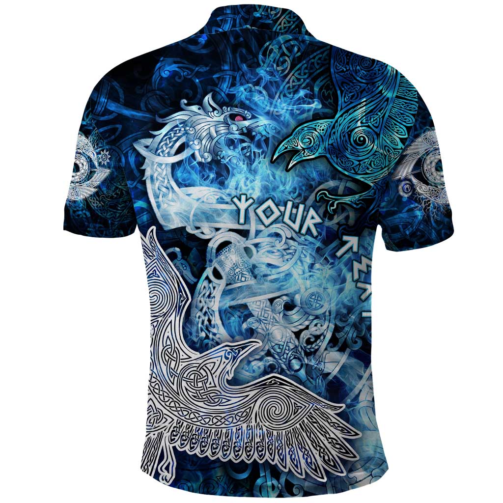 Eye of God Huginn and Muninn Viking Polo Shirt Odin Ravens in Frostflame and Runeflight Style