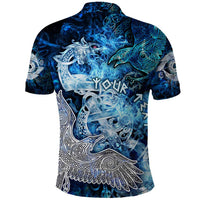 Eye of God Huginn and Muninn Viking Polo Shirt Odin Ravens in Frostflame and Runeflight Style